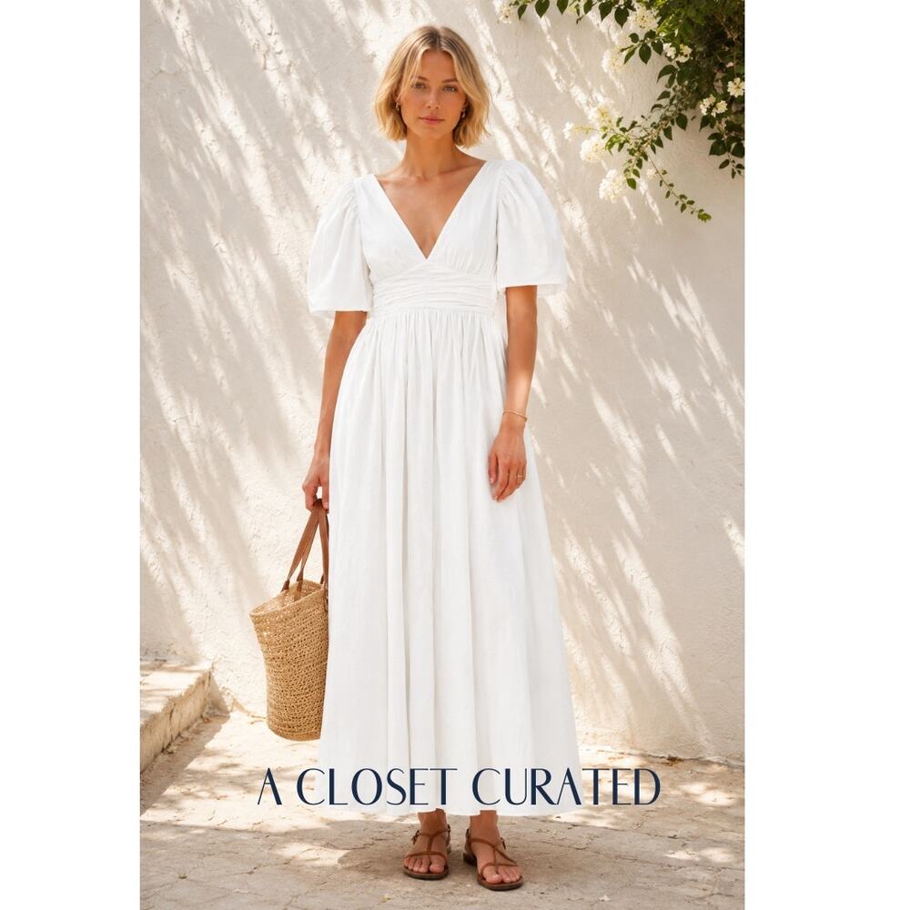 Rhode Margot Cotton Maxi Dress 0 White NEW